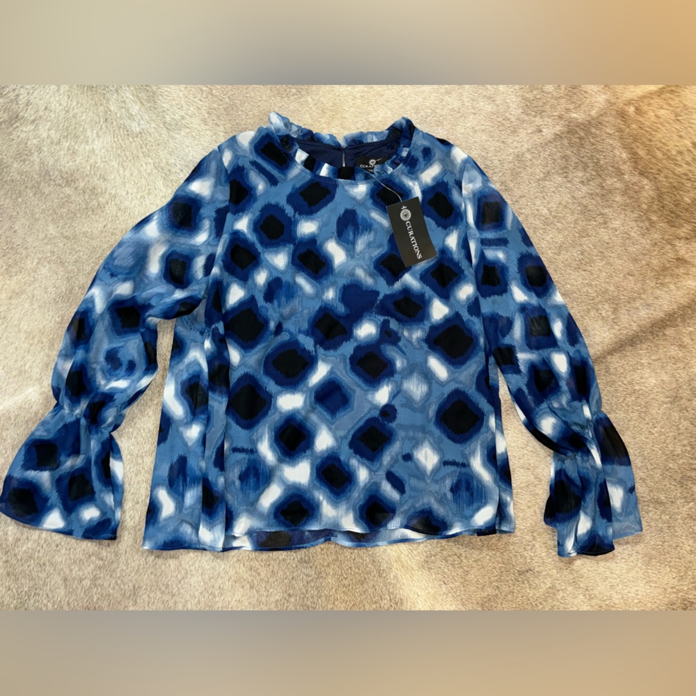 HSN long-sleeve blue blouse
